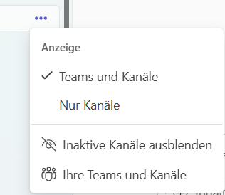 Screenshot Teams & Kanäle Anzeige