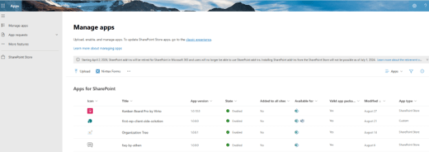 Verwaltung von Apps in SharePoint