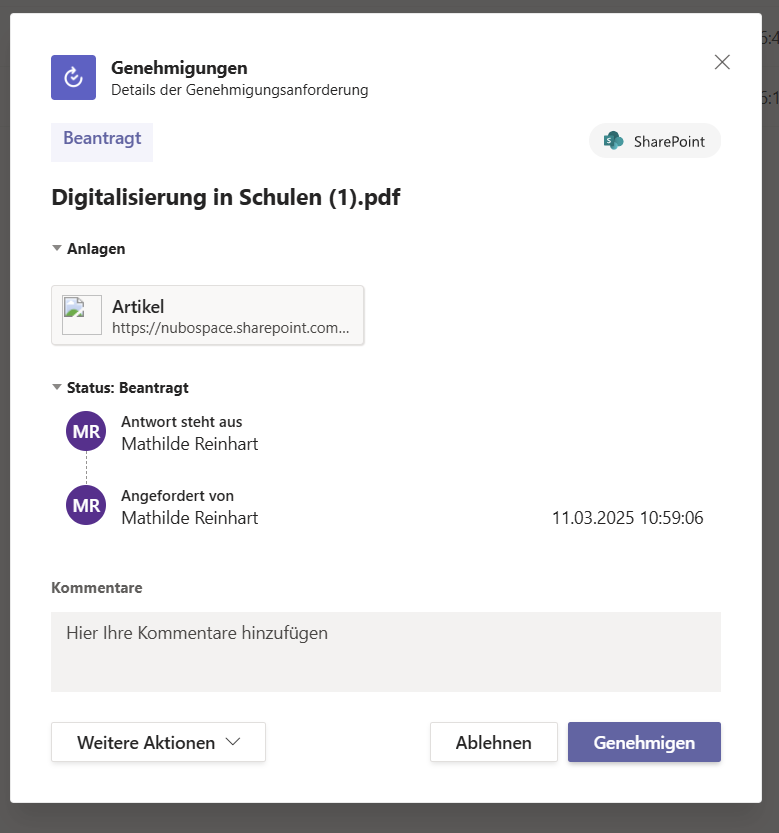 Genehmigungsprozess SharePoint Teil 20