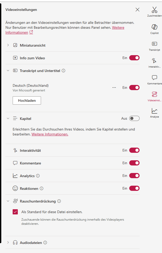 Screenshot MS Stream Einstellungen