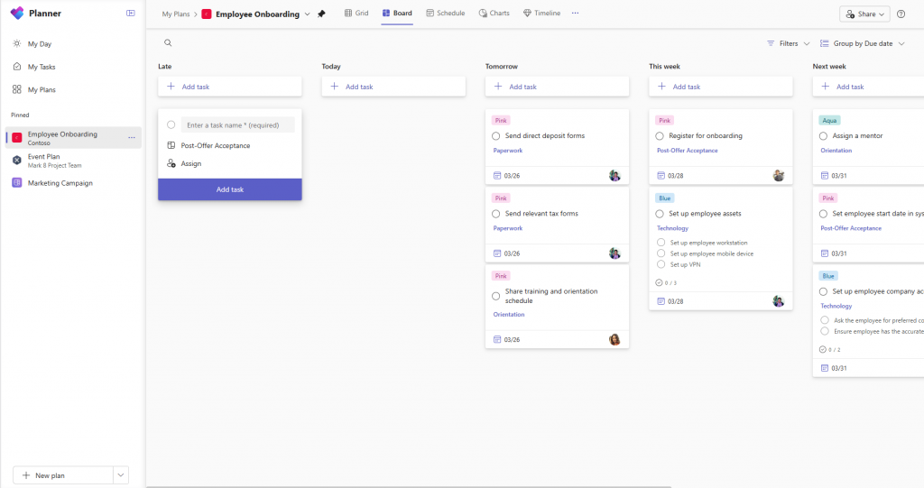 Screenshot Planner Sortierung nach Fälligkeitsdatum