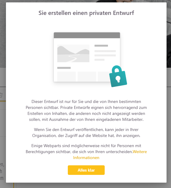
Screenshot SharePoint Copilot Seite Entwurf erstellen