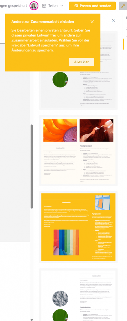 Screenshot SharePoint Designideen Seite