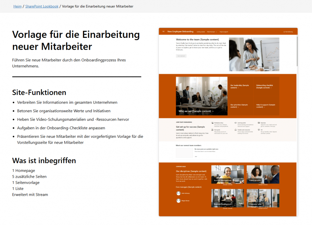 Screenshot SharePoint Look Book Example