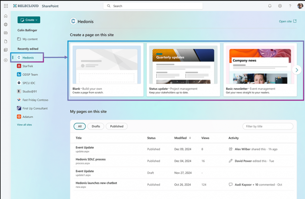 SharePoint Seiten verwalten 1