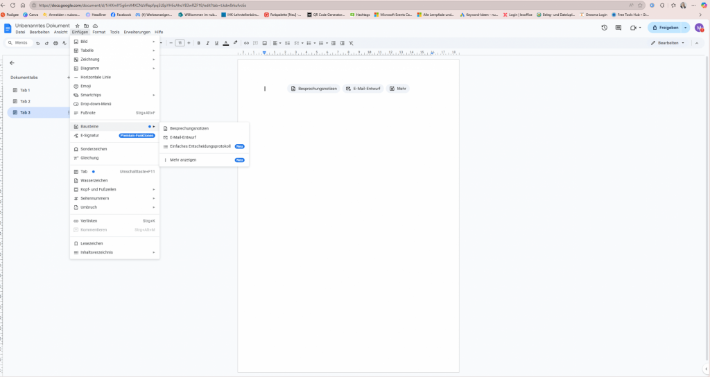 Google Docs Startfläche