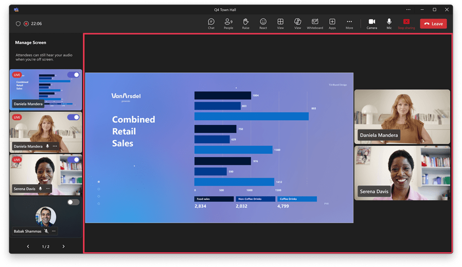 Microsoft Teams Besprechung - Inhalte kontroliert sichtbar machen