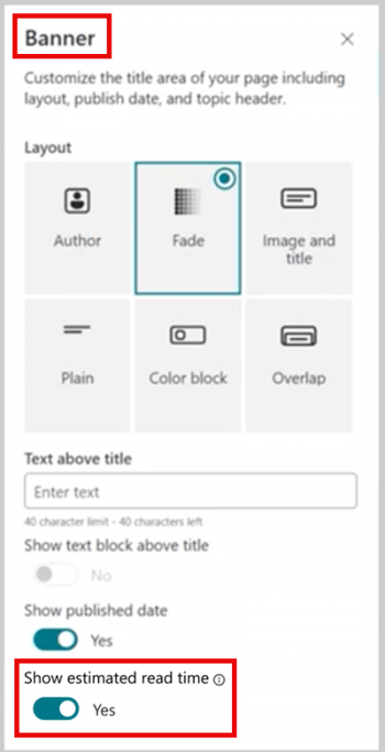 SharePoint Banner Einstellungen