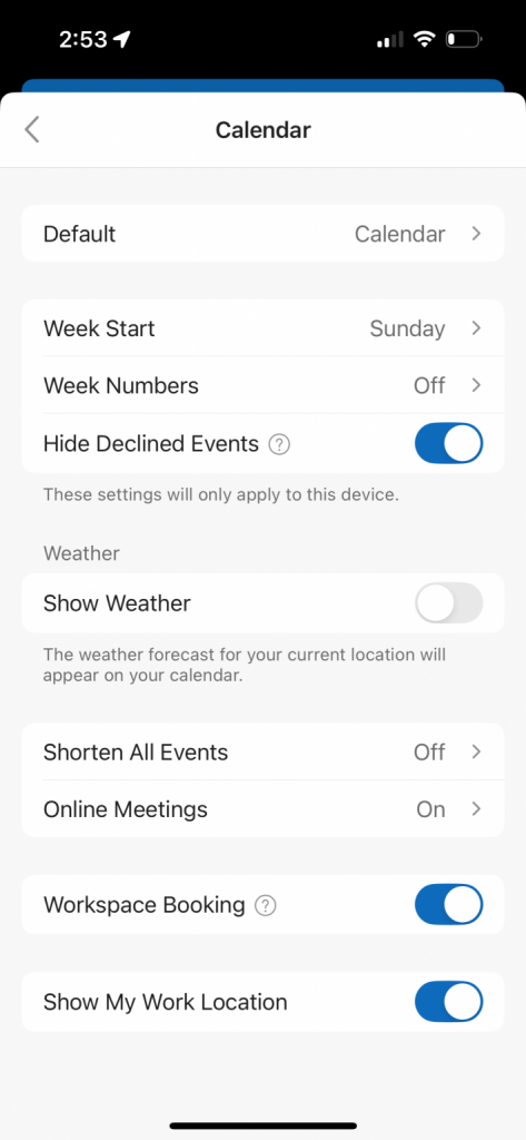 Outlook Mobile - abgelehnte Termine ausblenden