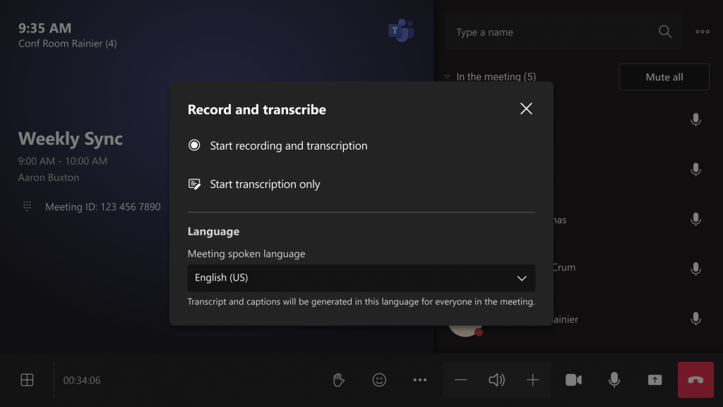 Teams Rooms für Android - Aufnahme direkt am Gerät