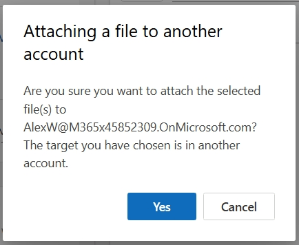 Datei anhängen in einem anderen Account