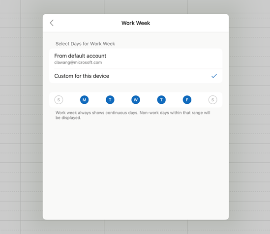 outlook workweek