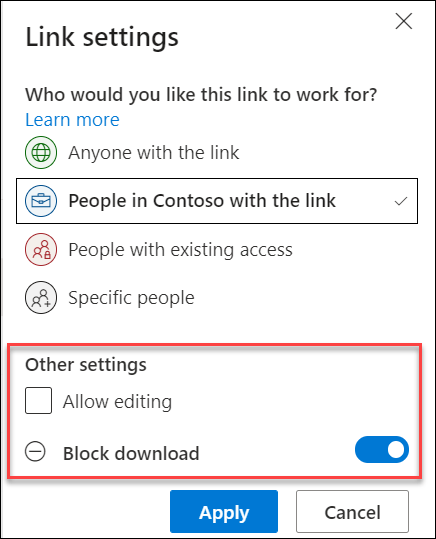 Link Settings - Block Download