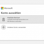 Microsoft Konto auswählen