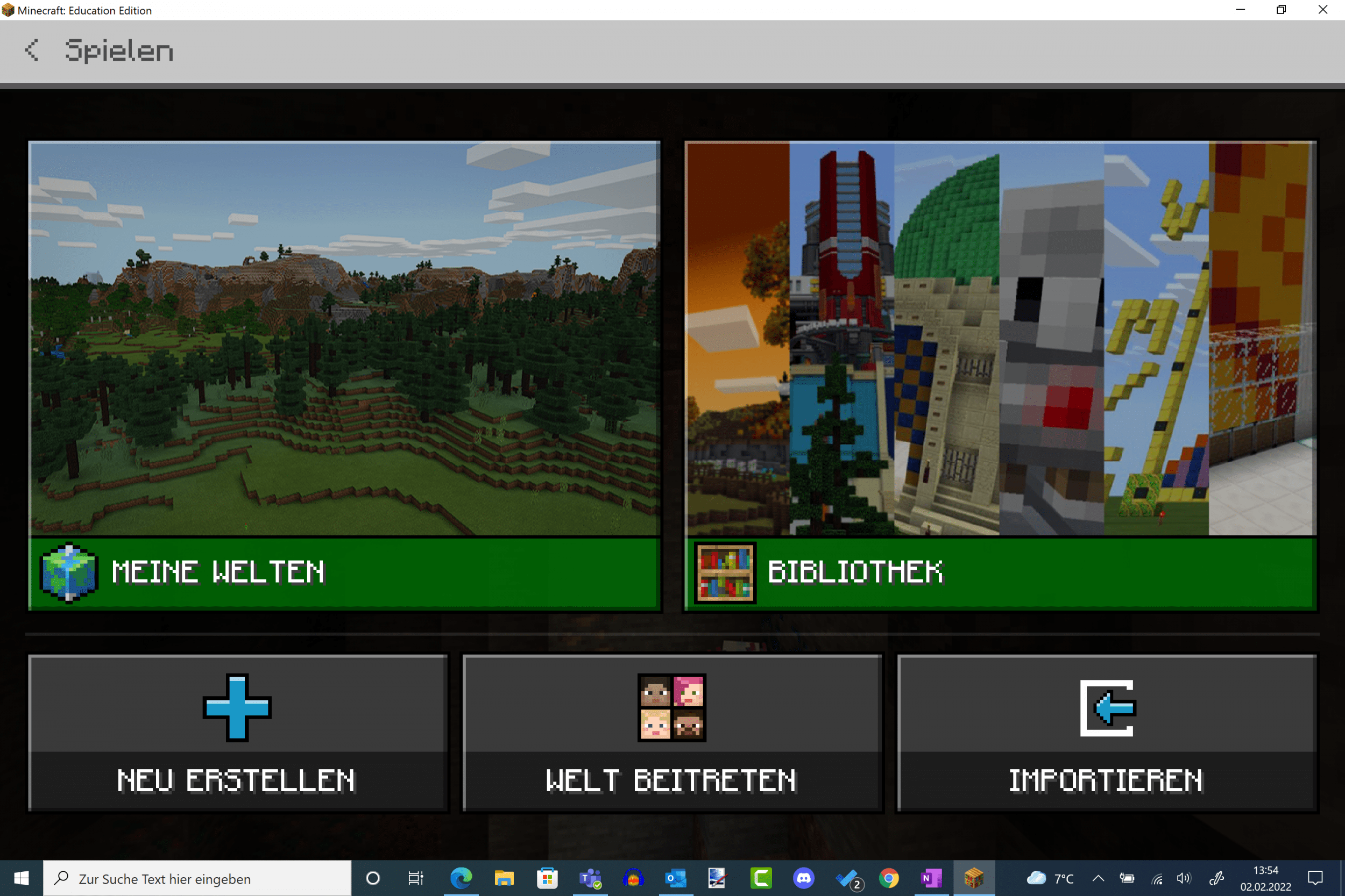 Minecraft Education Edition Spielwelten Screenshot
