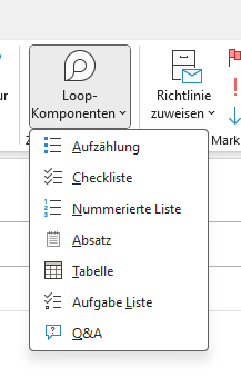 Screenshot Outlook Loop Komponente
