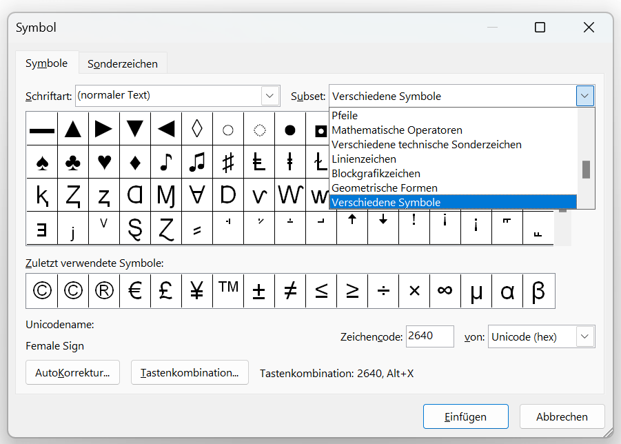 Screenshot Symbole in Word einfügen