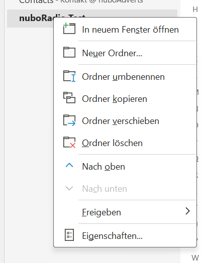 Screenshot Outlook Personen Ordner Rechtsklick