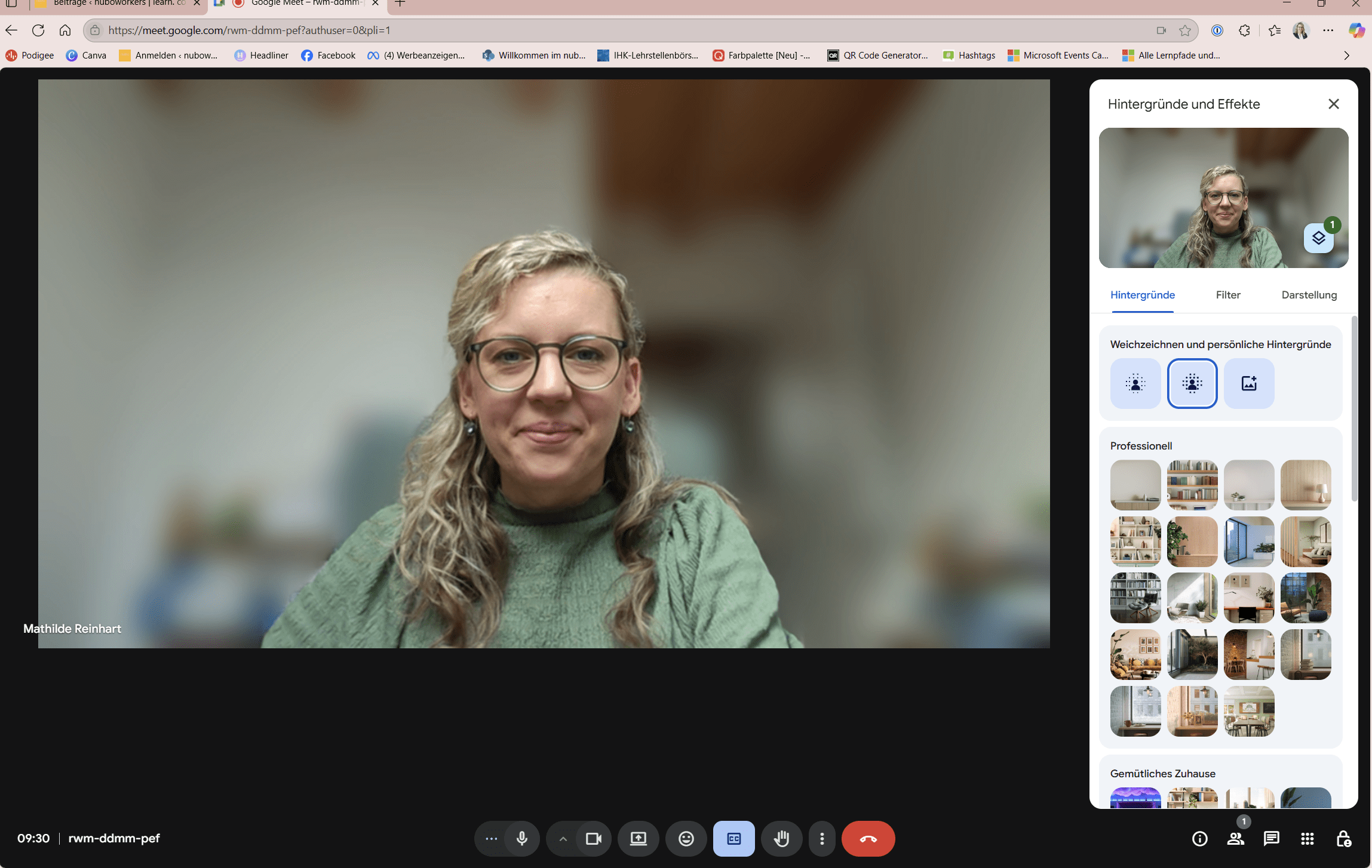 Screenshot Google Meet Besprechung