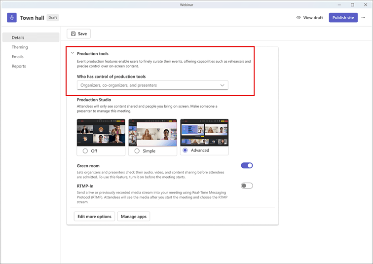 Screenshot - TownHall Einstellungen