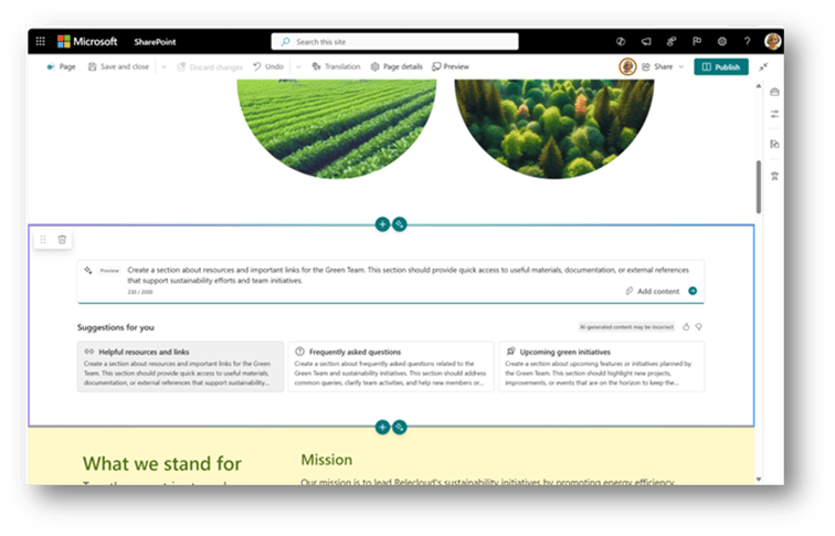 Seitenabschnitte mit Copilot in SharePoint Teil 2