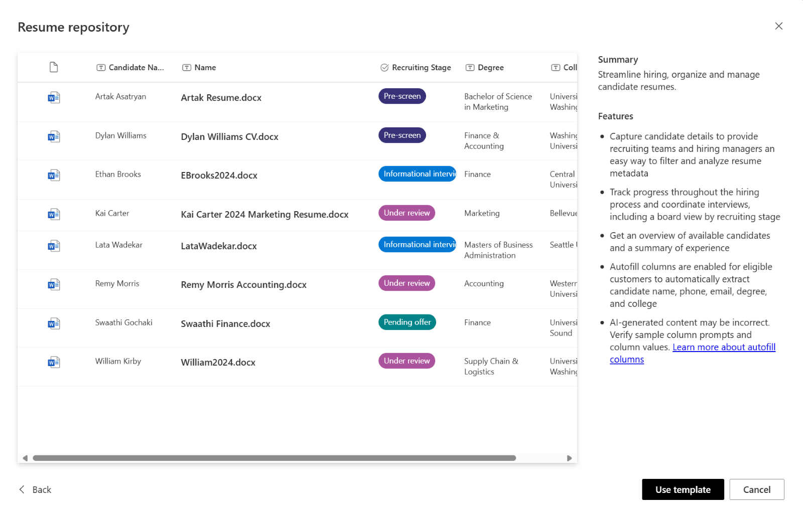 SharePoint Dokumentenbibliothek Lebenslauf-Sammlung Screenshot