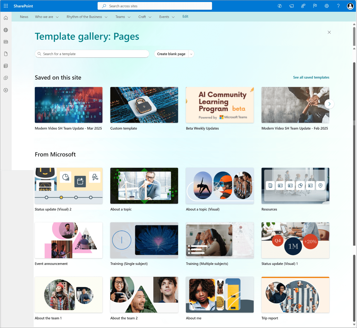 SharePoint neue Templates