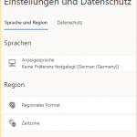 Screenshot Spracheinstellungen in einer anderen Organisation