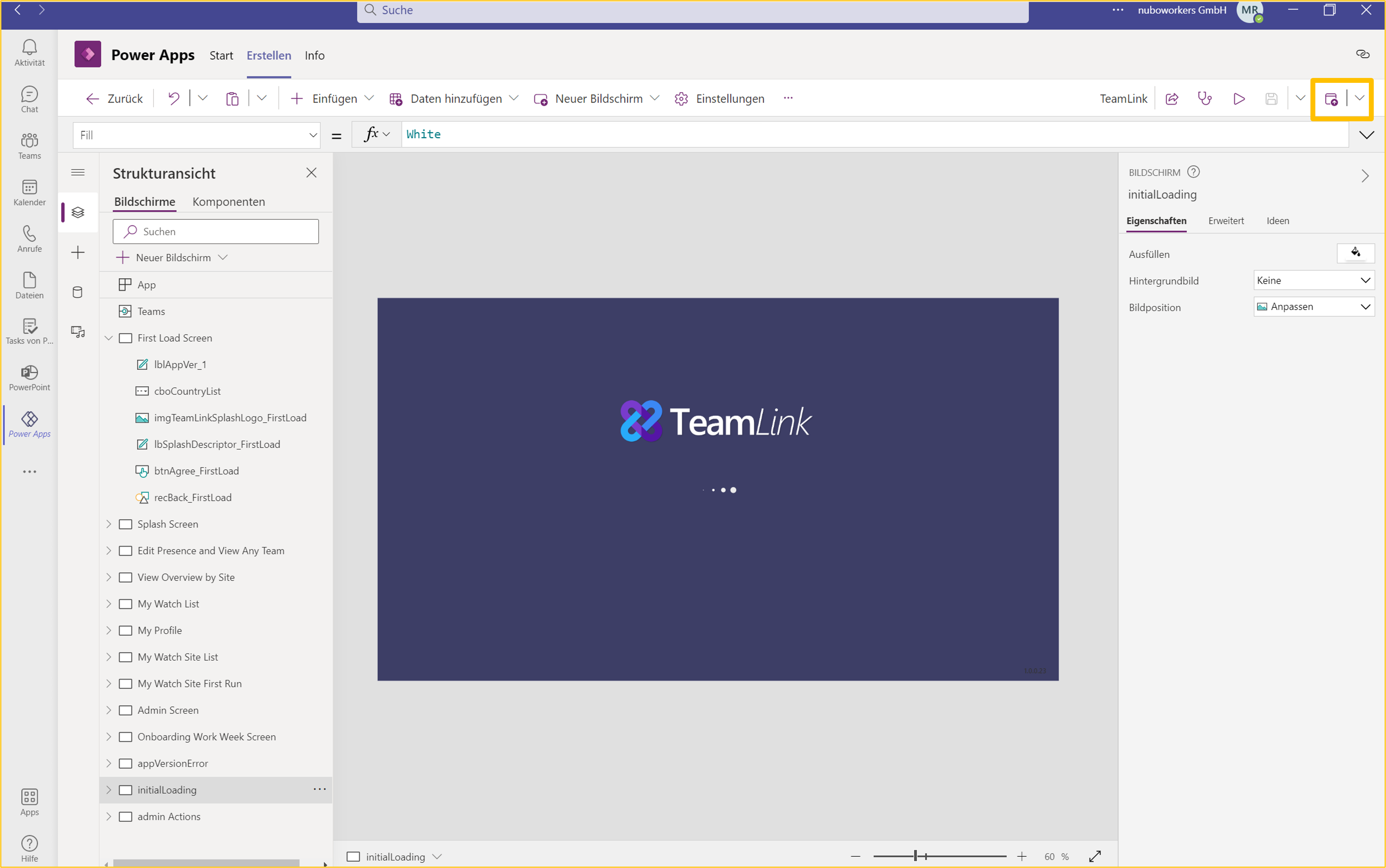 Screenshot TeamLink veröffentlichen in Teams