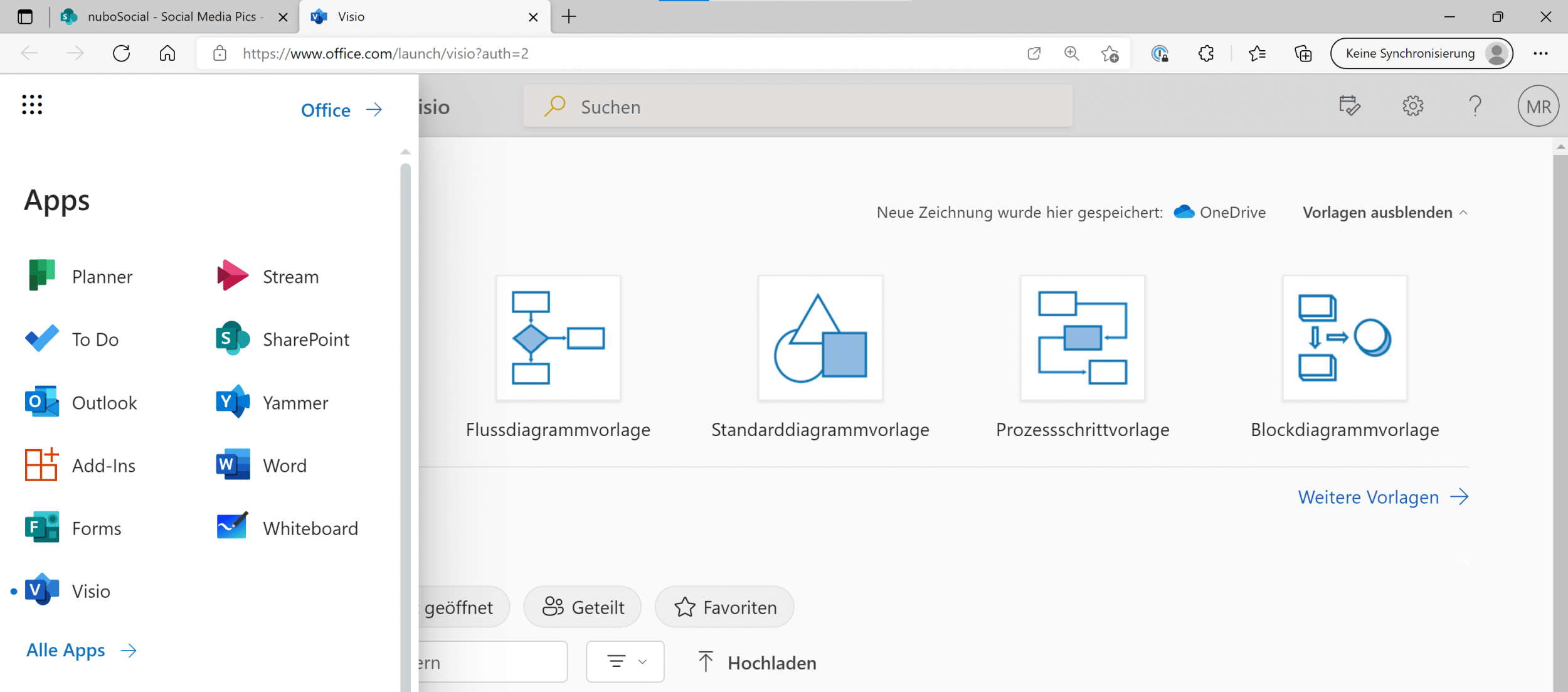 Microsoft Visio Screenshot office365 online