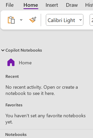 OneNote Copilot notebooks Home