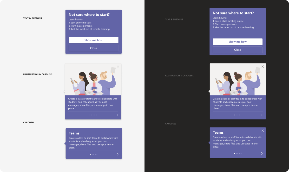 Microsoft Teams Popovers Beispiele